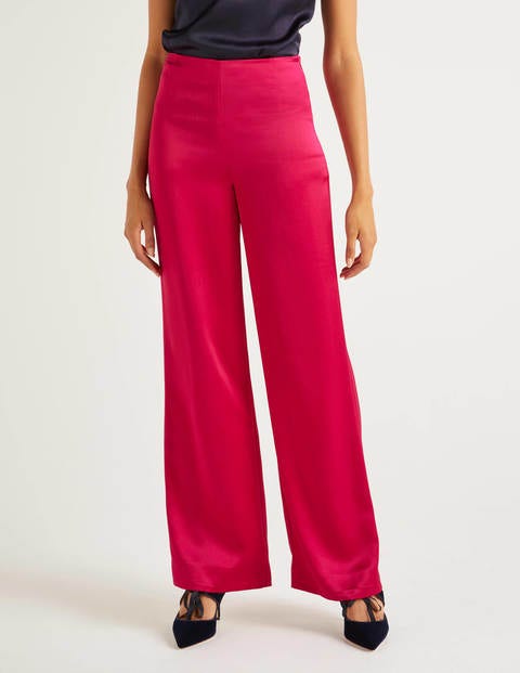 Amney Satin Wide Leg Pants - English Berry Amney Satin Wide Leg Pants - English Berry