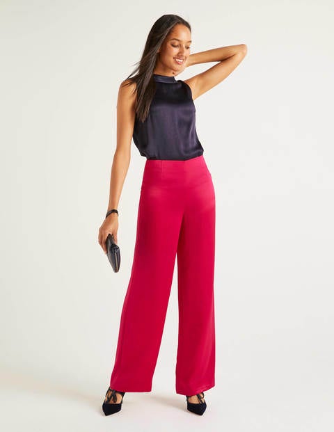 Amney Satin Wide Leg Pants - English Berry Amney Satin Wide Leg Pants - English Berry