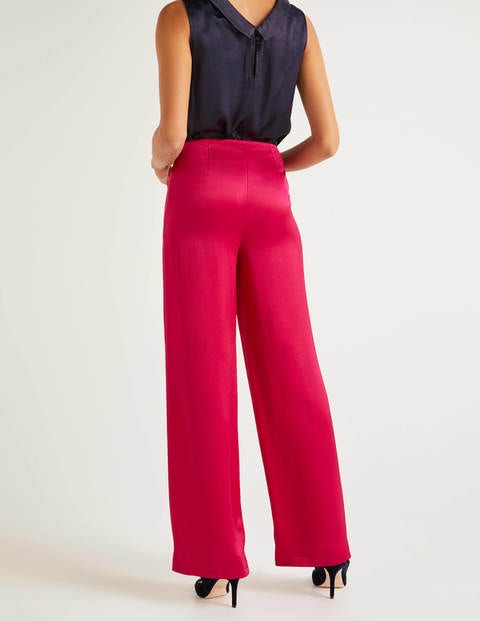 Amney Satin Wide Leg Pants - English Berry Amney Satin Wide Leg Pants - English Berry