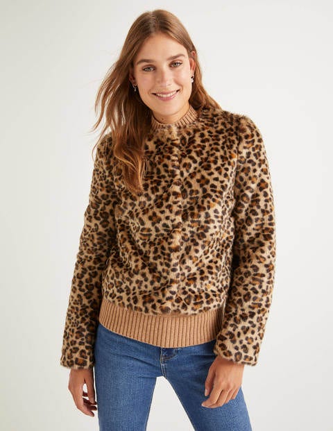 Palmer Faux Fur Coat - Brown, Leopard Small Palmer Faux Fur Coat - Brown, Leopard Small