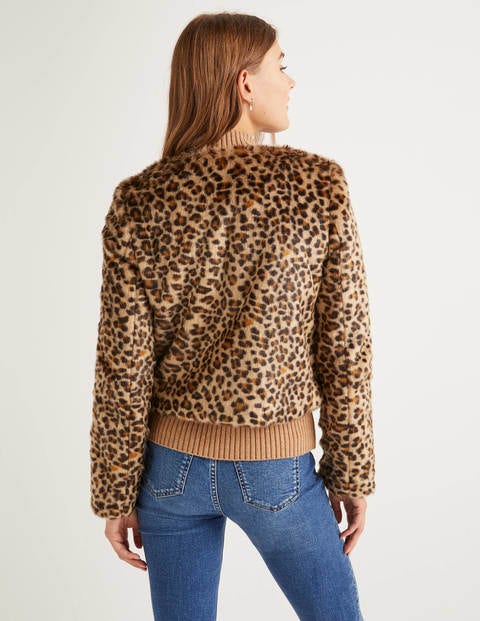Palmer Faux Fur Coat - Brown, Leopard Small Palmer Faux Fur Coat - Brown, Leopard Small