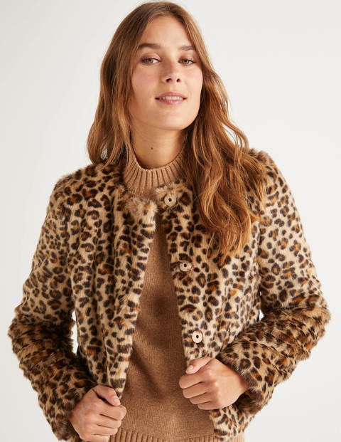 Palmer Faux Fur Coat - Brown, Leopard Small Palmer Faux Fur Coat - Brown, Leopard Small