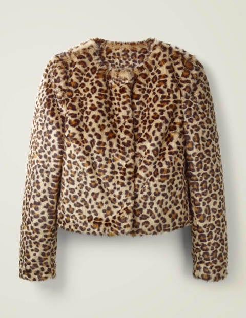 Palmer Faux Fur Coat - Brown, Leopard Small Palmer Faux Fur Coat - Brown, Leopard Small