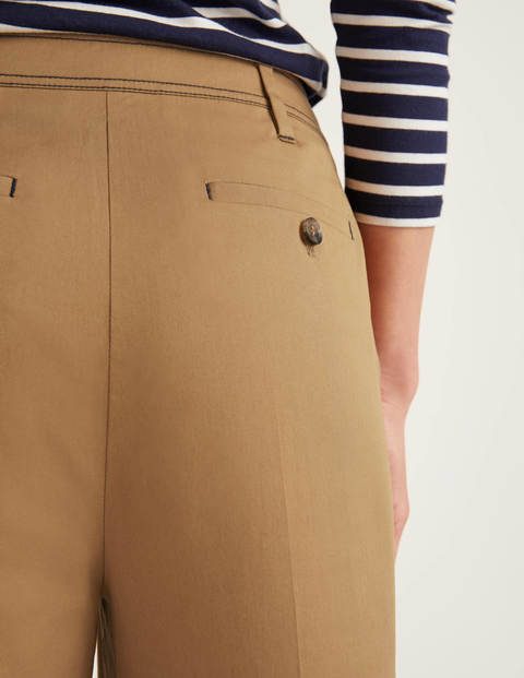 Hose mit Steppnaht und weitem Bein - Kamelbraun Hose mit Steppnaht und weitem Bein - Kamelbraun