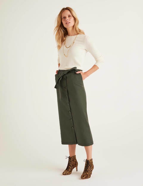 Rock Mit Abnähern Und Knopfleiste - Klassisches Khaki Rock Mit Abnähern Und Knopfleiste - Klassisches Khaki
