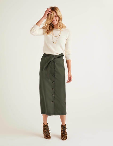Rock Mit Abnähern Und Knopfleiste - Klassisches Khaki Rock Mit Abnähern Und Knopfleiste - Klassisches Khaki