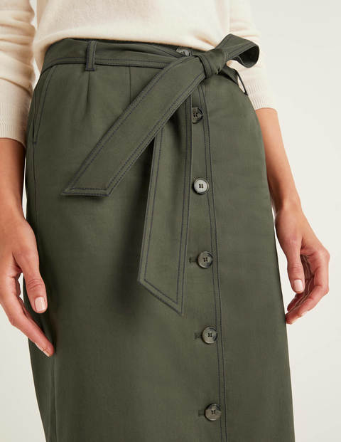 Rock Mit Abnähern Und Knopfleiste - Klassisches Khaki Rock Mit Abnähern Und Knopfleiste - Klassisches Khaki