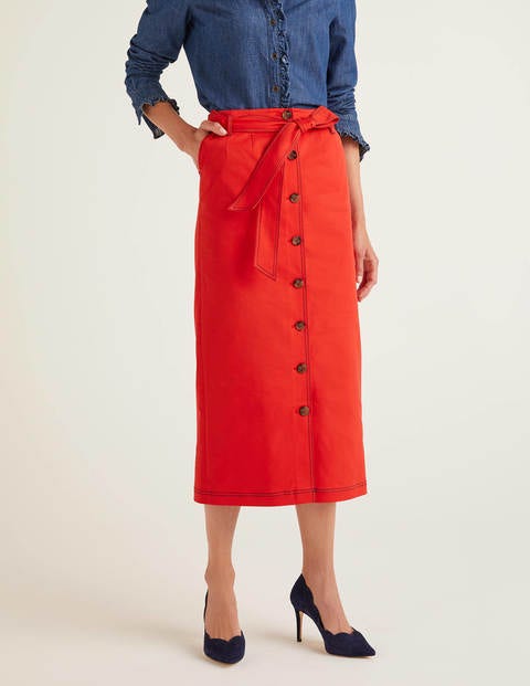 Isabel Stitch Detail Skirt - Post Box Red Isabel Stitch Detail Skirt - Post Box Red