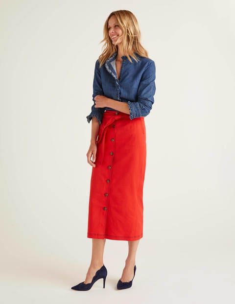 Isabel Stitch Detail Skirt - Post Box Red Isabel Stitch Detail Skirt - Post Box Red