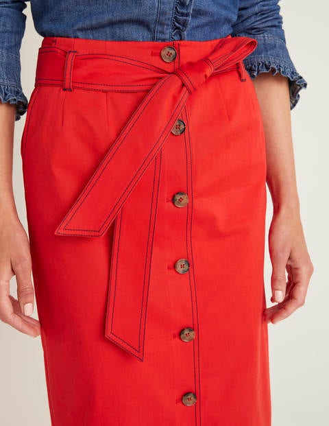 Isabel Stitch Detail Skirt - Post Box Red Isabel Stitch Detail Skirt - Post Box Red