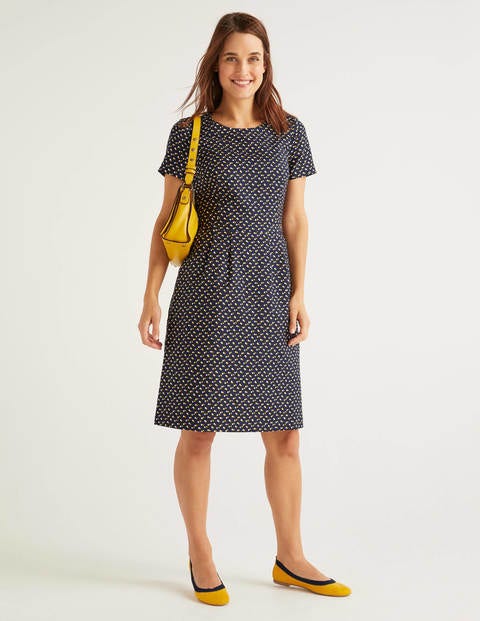 Robe Sierra texturée - Bleu marine foncé, pois doubles Robe Sierra texturée - Bleu marine foncé, pois doubles