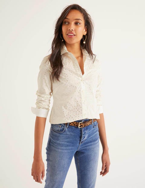 Modern Classic Shirt - Ivory and Gold, Polka Dot Modern Classic Shirt - Ivory and Gold, Polka Dot
