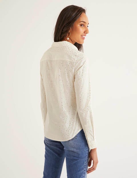 Modern Classic Shirt - Ivory and Gold, Polka Dot Modern Classic Shirt - Ivory and Gold, Polka Dot