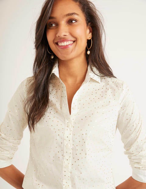 Modern Classic Shirt - Ivory and Gold, Polka Dot Modern Classic Shirt - Ivory and Gold, Polka Dot