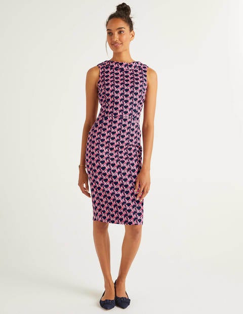 Seam Detail Martha Dress - French Navy and Pink Fizz, Fan Seam Detail Martha Dress - French Navy and Pink Fizz, Fan