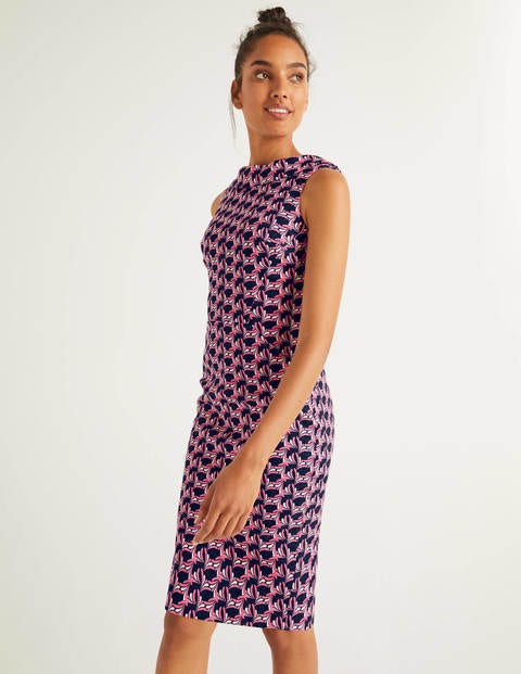 Seam Detail Martha Dress - French Navy and Pink Fizz, Fan Seam Detail Martha Dress - French Navy and Pink Fizz, Fan