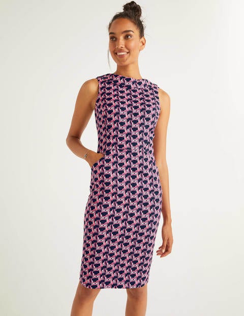 Seam Detail Martha Dress - French Navy and Pink Fizz, Fan Seam Detail Martha Dress - French Navy and Pink Fizz, Fan