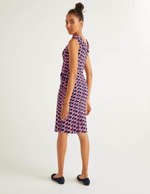 Seam Detail Martha Dress - French Navy and Pink Fizz, Fan Seam Detail Martha Dress - French Navy and Pink Fizz, Fan