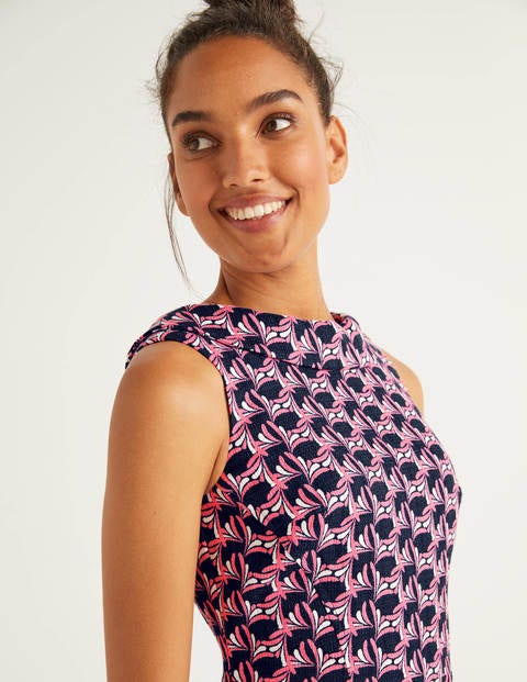 Seam Detail Martha Dress - French Navy and Pink Fizz, Fan Seam Detail Martha Dress - French Navy and Pink Fizz, Fan