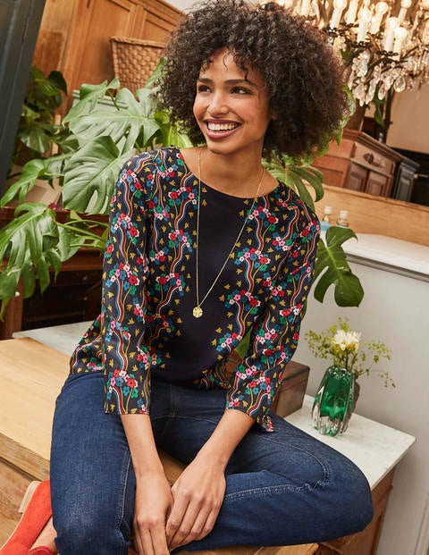 Larissa Top - Black, Floral Wave Larissa Top - Black, Floral Wave