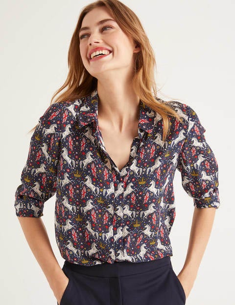 The Silk Shirt - French Navy, Crown and Country The Silk Shirt - French Navy, Crown and Country
