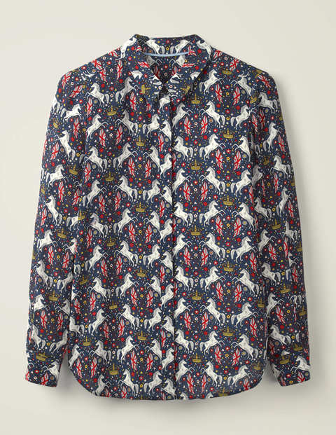 The Silk Shirt - French Navy, Crown and Country The Silk Shirt - French Navy, Crown and Country