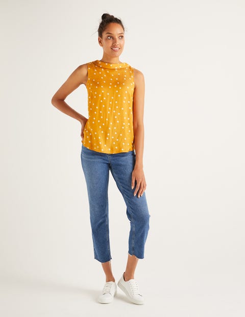 Top Adriana - Jaune ocre, Pois éparpillés Top Adriana - Jaune ocre, Pois éparpillés