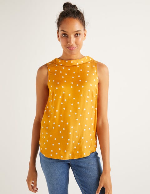 Top Adriana - Jaune ocre, Pois éparpillés Top Adriana - Jaune ocre, Pois éparpillés