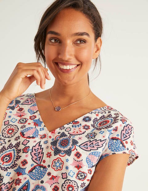 Alexandra Linen Top - Ivory Festival Paisley Alexandra Linen Top - Ivory Festival Paisley
