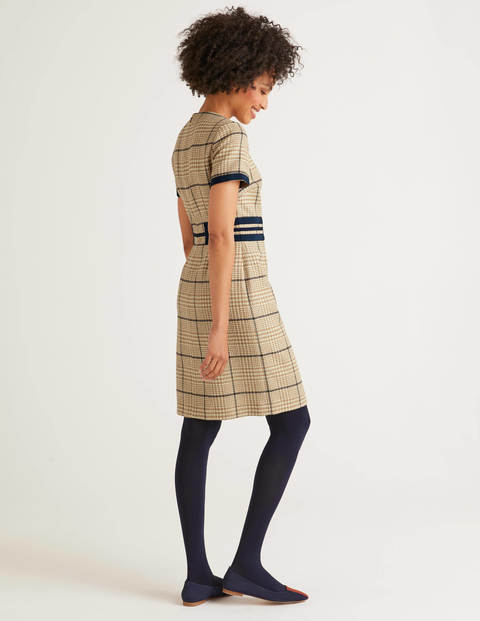 Bridget Tweed-Kleid - Kamelbraun/Navy, Kariert Bridget Tweed-Kleid - Kamelbraun/Navy, Kariert