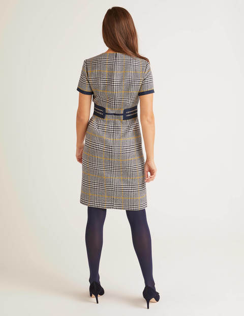 Bridget Tweed-Kleid - Navy/Safrangelb, Kariert Bridget Tweed-Kleid - Navy/Safrangelb, Kariert