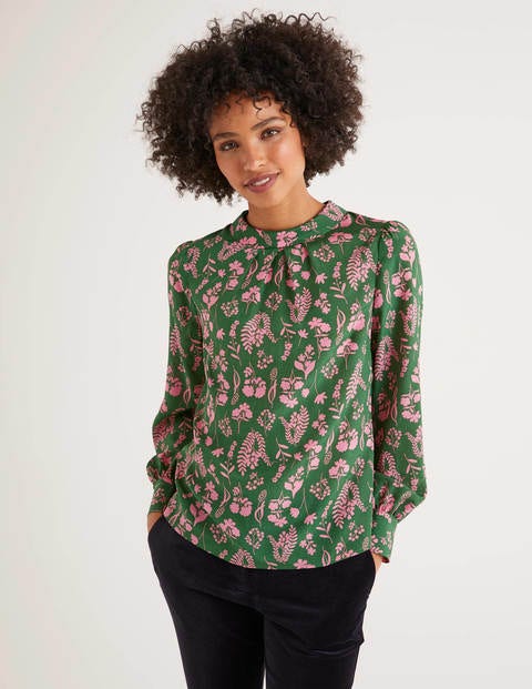 Gabriella Silk Blouse - Broad Bean, Botany Study Gabriella Silk Blouse - Broad Bean, Botany Study