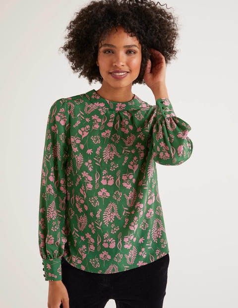Gabriella Silk Blouse - Broad Bean, Botany Study Gabriella Silk Blouse - Broad Bean, Botany Study
