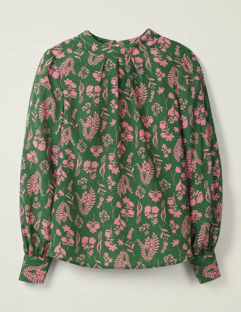 Gabriella Silk Blouse - Broad Bean, Botany Study Gabriella Silk Blouse - Broad Bean, Botany Study