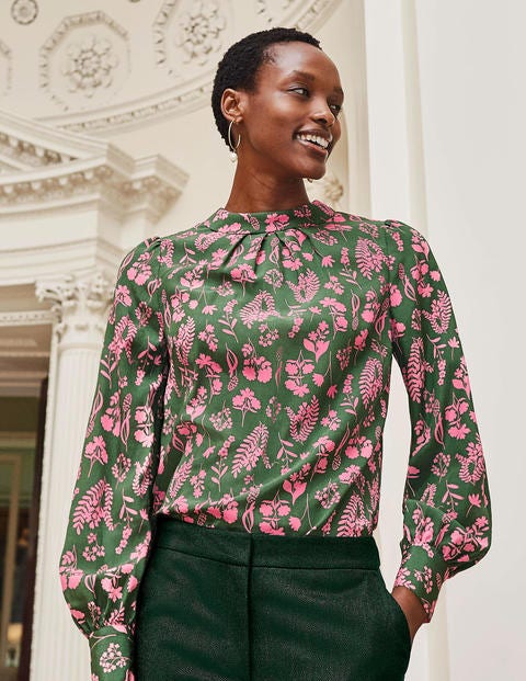 Gabriella Silk Blouse - Broad Bean, Botany Study Gabriella Silk Blouse - Broad Bean, Botany Study