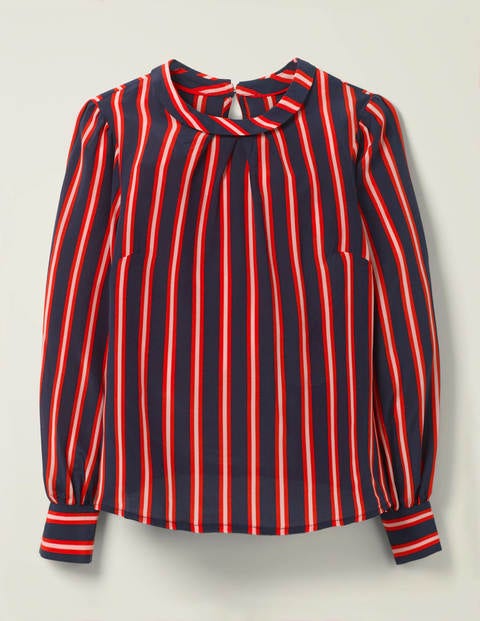 Gabriella Silk Blouse - French Navy Stripe Gabriella Silk Blouse - French Navy Stripe