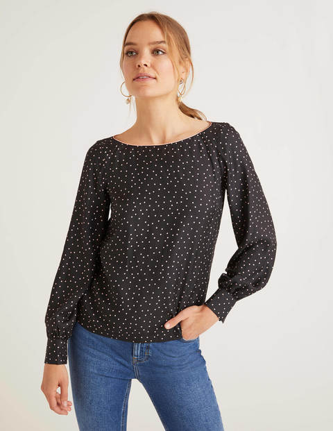 Zada Bluse - Schwarz, Polka-Tupfen Zada Bluse - Schwarz, Polka-Tupfen
