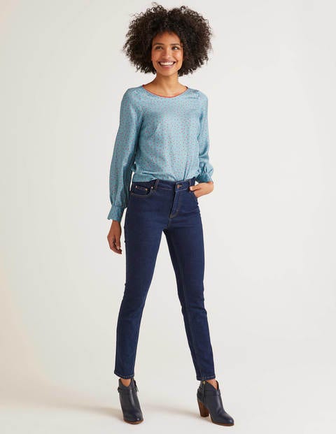 Zada Bluse - Mittelblau, Polka-Tupfen Zada Bluse - Mittelblau, Polka-Tupfen