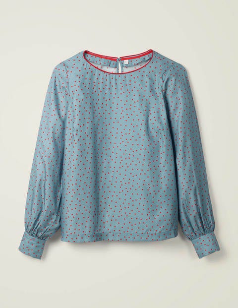 Zada Bluse - Mittelblau, Polka-Tupfen Zada Bluse - Mittelblau, Polka-Tupfen