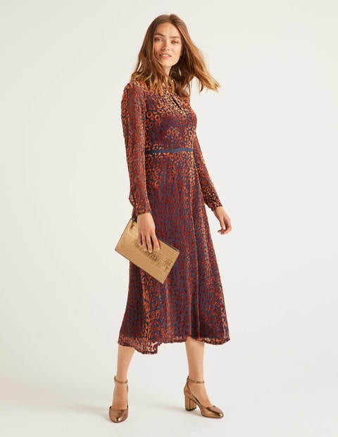 Marie Devore Dress - Copper Red, Chic Leopard Marie Devore Dress - Copper Red, Chic Leopard