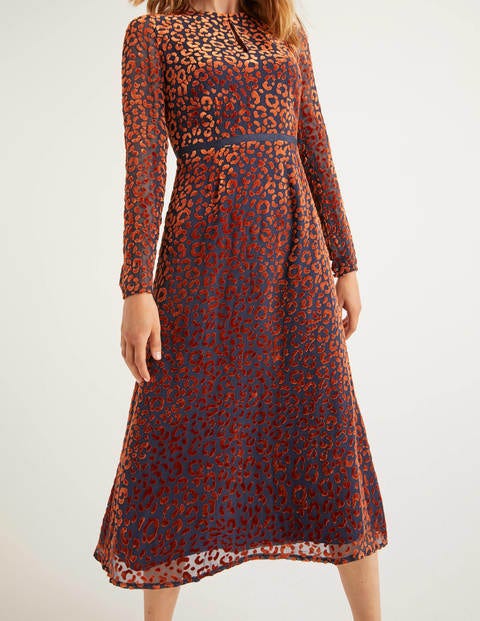 Marie Devore Dress - Copper Red, Chic Leopard Marie Devore Dress - Copper Red, Chic Leopard
