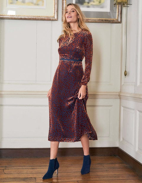 Marie Devore Dress - Copper Red, Chic Leopard Marie Devore Dress - Copper Red, Chic Leopard