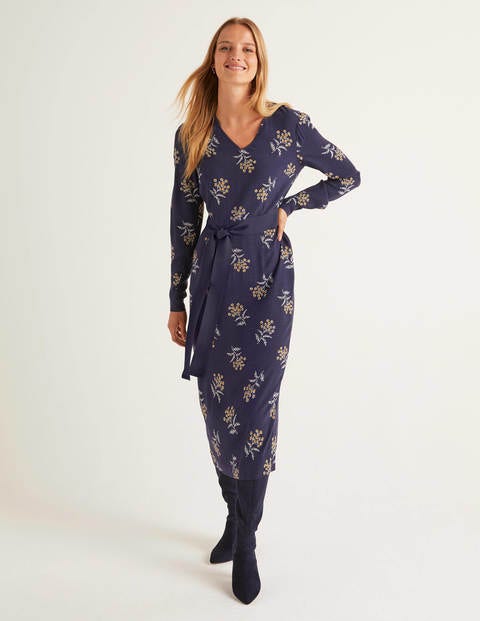 Robe Romaine - Bleu roi, motif reine-des-prés Robe Romaine - Bleu roi, motif reine-des-prés