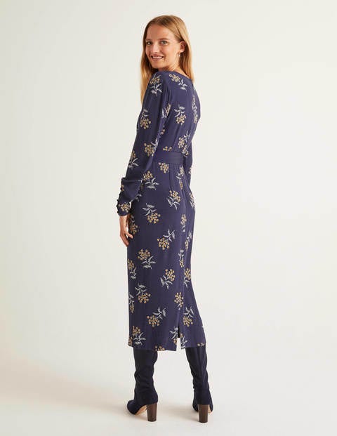 Robe Romaine - Bleu roi, motif reine-des-prés Robe Romaine - Bleu roi, motif reine-des-prés