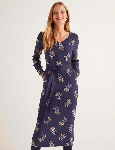 Robe Romaine - Bleu roi, motif reine-des-prés Robe Romaine - Bleu roi, motif reine-des-prés