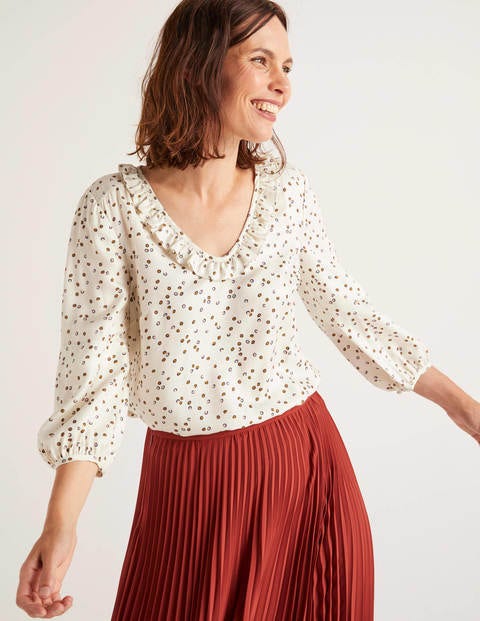 Marine Bluse - Naturweiß, Süße Blumen Marine Bluse - Naturweiß, Süße Blumen