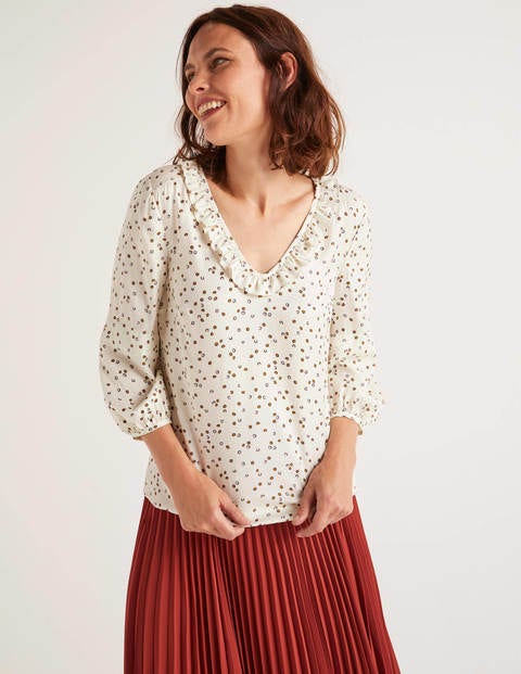 Marine Bluse - Naturweiß, Süße Blumen Marine Bluse - Naturweiß, Süße Blumen