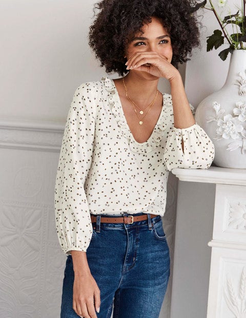 Marine Bluse - Naturweiß, Süße Blumen Marine Bluse - Naturweiß, Süße Blumen