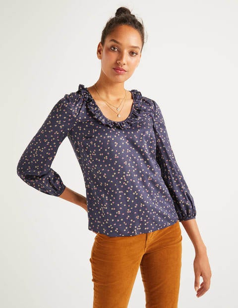 Marine Bluse - Französisches Navy, Süße Blume Marine Bluse - Französisches Navy, Süße Blume