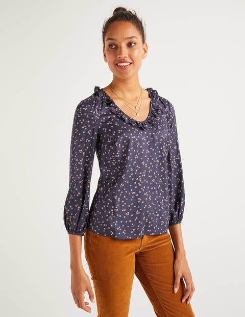 Marine Bluse - Französisches Navy, Süße Blume Marine Bluse - Französisches Navy, Süße Blume